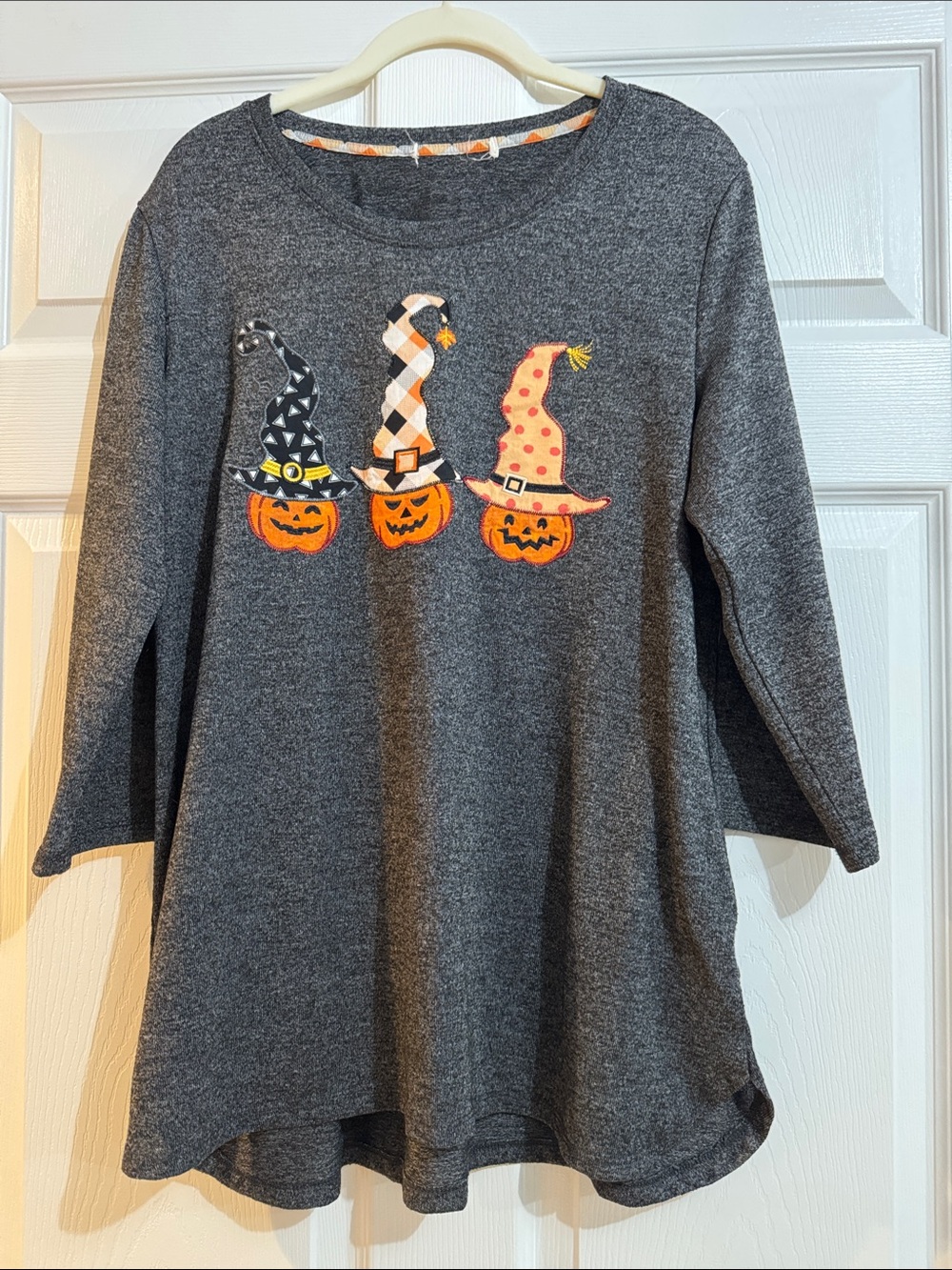 Unbranded Women's Gray Halloween Pumpkin Witch Tunic
